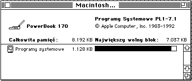 Mac OS 7. Trzeba przyznać, że pasek dość minimalistyczny.